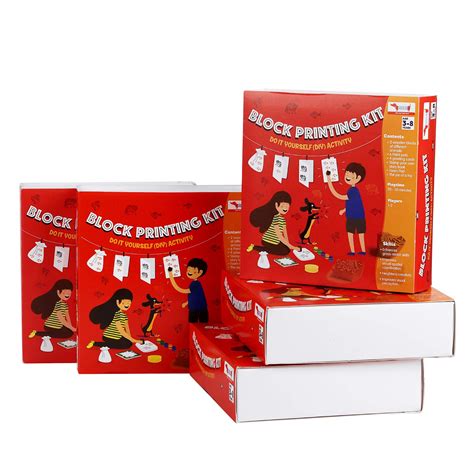 Buy CocoMoco Kids wooden block printing diy kit colouring set ...