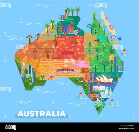 Map of Australia with landmarks of architecture Stock Vector Image & Art - Alamy