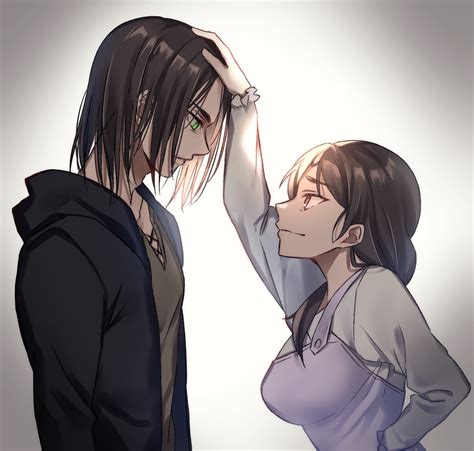 eren yeager and carla yeager (shingeki no kyojin) drawn by namonaki_heish | Danbooru