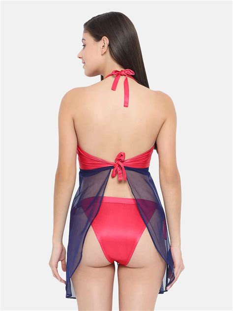 Hot Bridal Red Net Babydoll Honeymoon Bikini & Night Dress With Panty ...