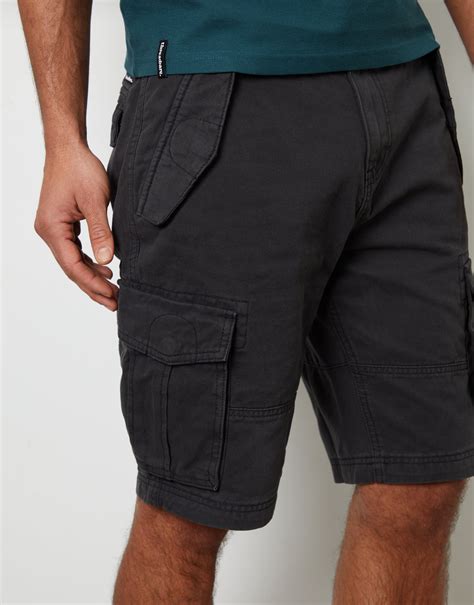 Threadbare Men's Black Cotton Utility Cargo Shorts
