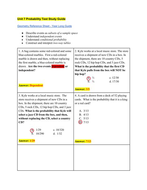 Image result for Probability Study Guide