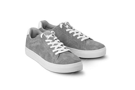 Premium Photo | Leather grey color men's sneakers with white lace and ...