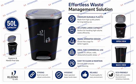 Cello Plastic Step-On Pedal Garbage Dustbin (50 L, Black-Grey) : Amazon ...