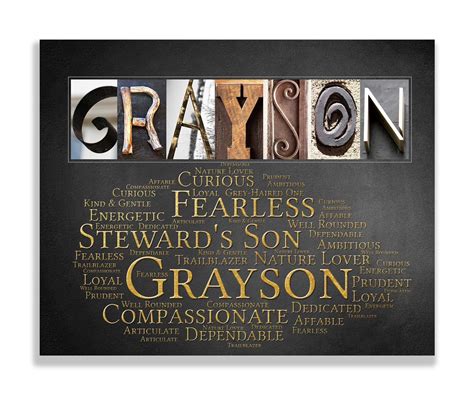Grayson Name Sign Greyson Wall Art Décor Personalized Gift Typography ...