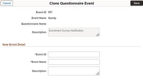 Configuring and Creating Questionnaire Event