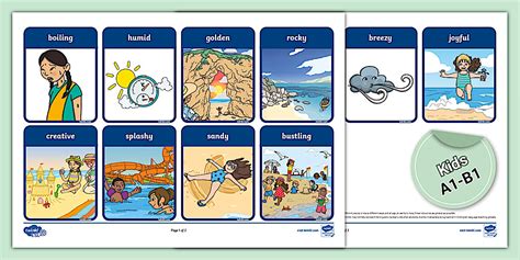 Summer Adjectives Flashcards [Kids, A1-B1]