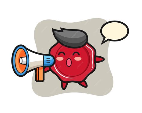 Sealing wax character illustration holding a megaphone | Premium Vector