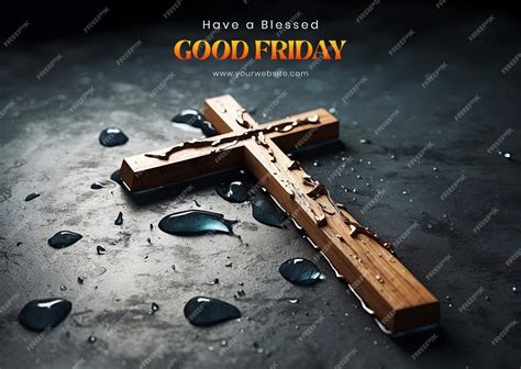 Good friday concept christian cross covered in tears or water drop ...