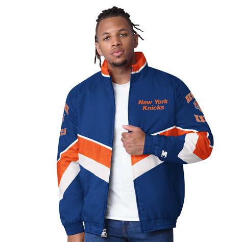 Men's Starter Royal New York Knicks Captain Oxford Full-Zip Jacket ...