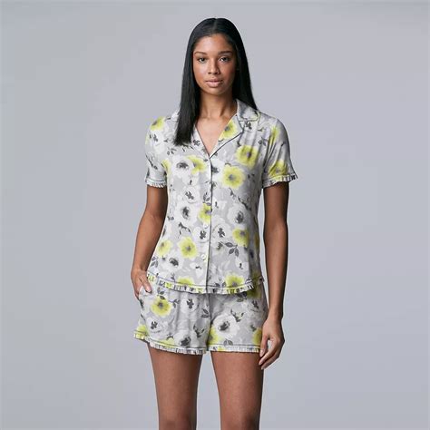 Women's Simply Vera Vera Wang Short Sleeve Pajama Shirt & Pajama Boxer ...