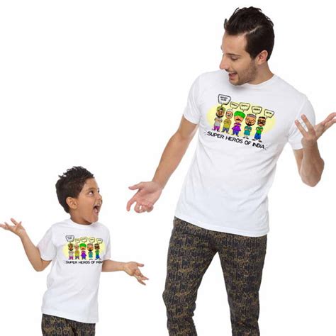 Super Heros Of India Dad & Son Tshirt - BonOrganik