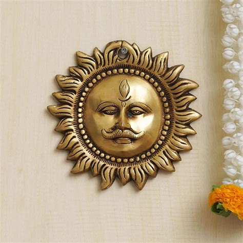 Buy 5.5 Inch Brass Surya Chakra Wall Hanging Statue For Puja Vastu Sun ...