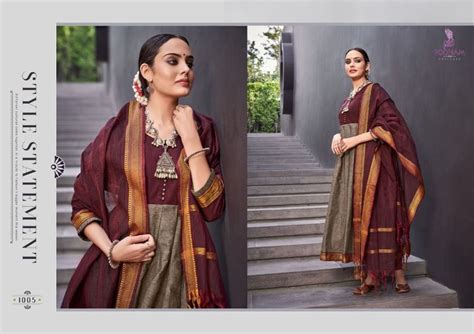 Poonam Handloom Kali Jacquard Anarkali Kurti With Dupatta