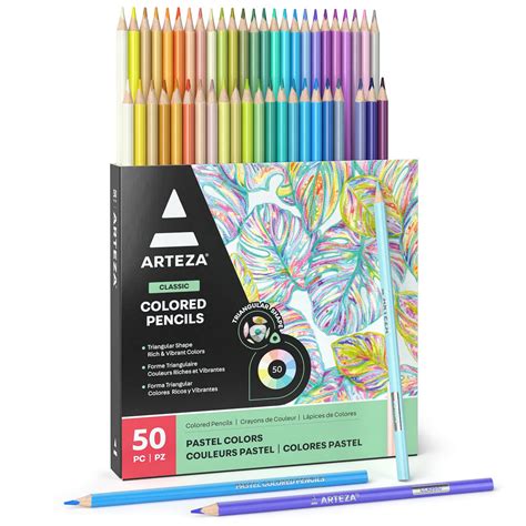 Arteza Pastel Colored Pencils For Adult Coloring Set Of 50 | Desertcart ...
