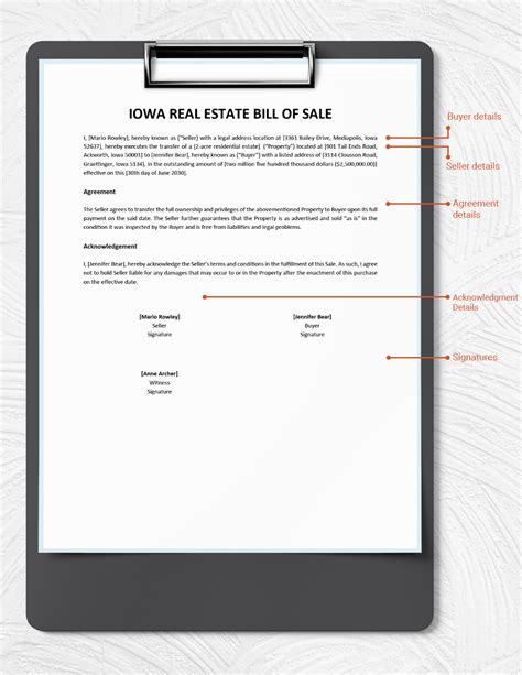 Iowa Real Estate Bill of Sale Template in Google Docs, PDF, Word ...
