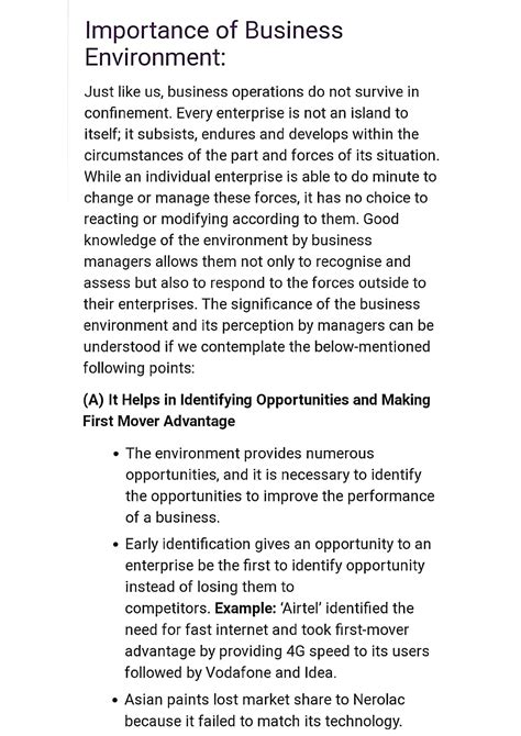 Importance of business environment - Business Environment - Studocu