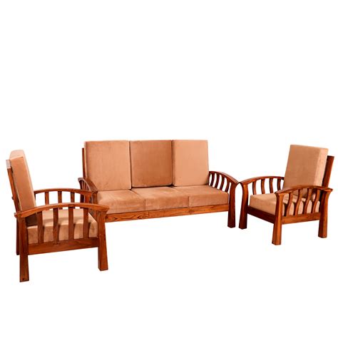 Elegant Teak Wood Curved Strip Sofa Set | 3+1+1 Seater | Premium ...