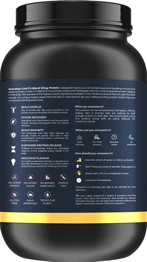 Buy NUTRABAY GOLD TRI-BLEND WHEY PROTEIN VANILLA ICE CREAM - 1KG Online ...