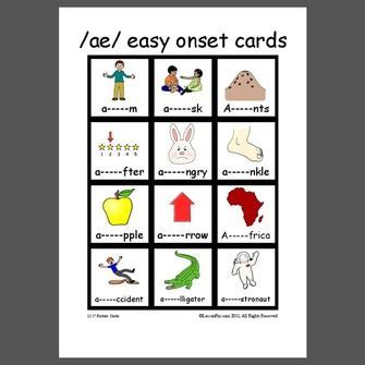 /ae/ easy onset cards | Speech therapy tools, Speech therapy materials ...