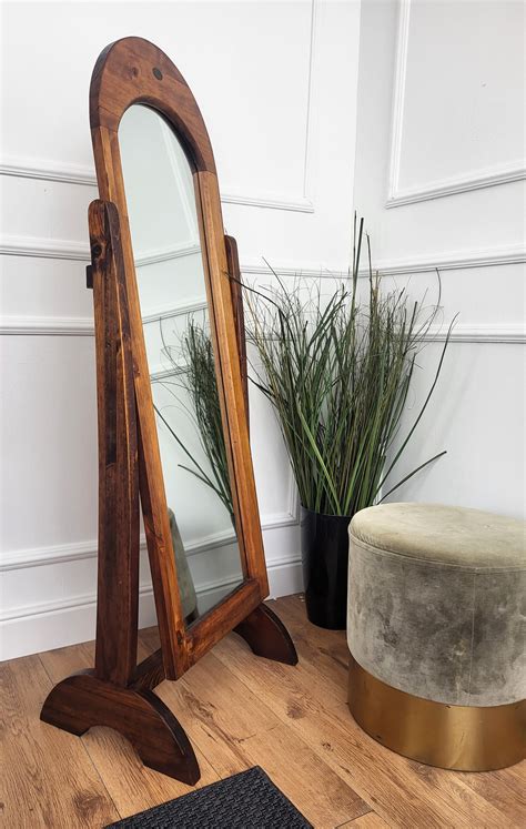 1950s Art Deco Mid-Century Wood Floor Cheval Full Length Mirror For ...