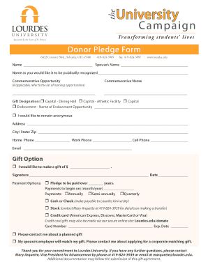 Fillable Online lourdes Transfor mi ng students lives Fax Email Print ...