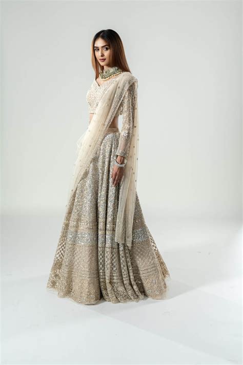 Beige Thread Work Lehenga With Blouse And Dupatta – Esha Sethi Thirani