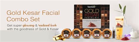 NutriGlow Gold Kesar Facial Kit (250gm + 10ml) with Bleach Cream (43gm ...