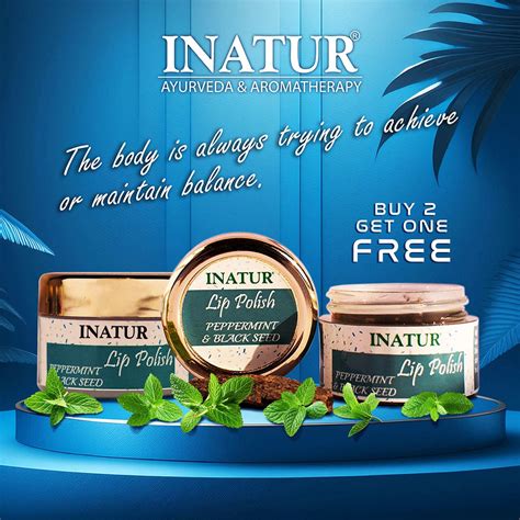 Buy 2 Get 1 Free INATUR Peppermint & Black Seed Lip Polish, 10 g– Vvalyou
