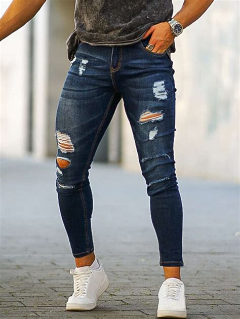 Homens Calças Magrelas Rasgadas | SHEIN Brasil