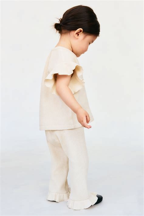 2-piece waffled cotton set - Light beige - Kids | H&M IN