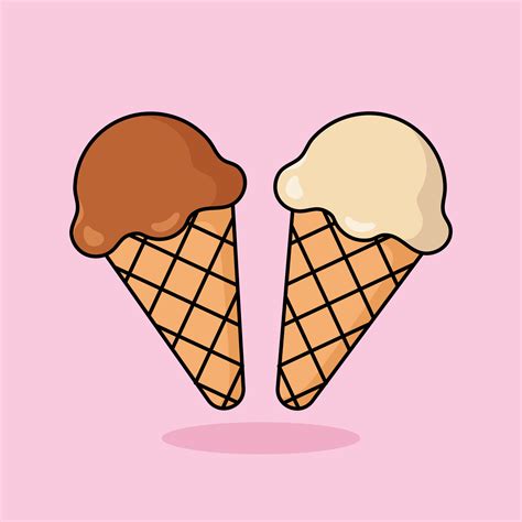 Cute ice cream scoop cartoon icon vector. Vanilla and chocolate scoops ...
