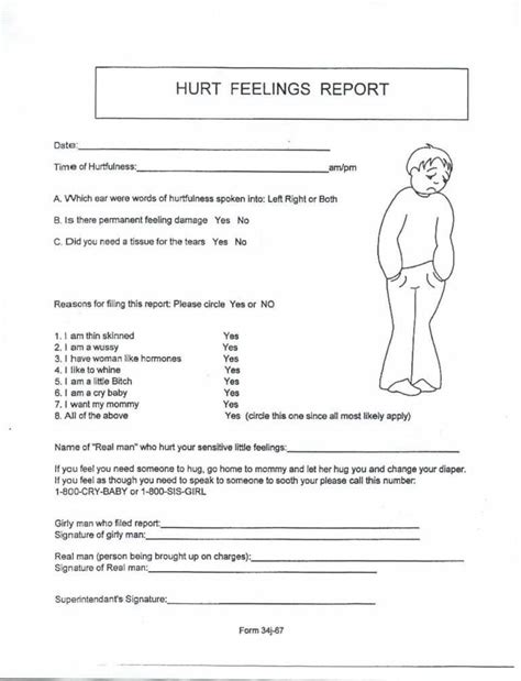 Hurt Feelings Report Printable - Printable Word Searches