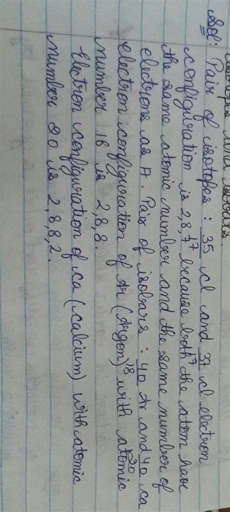 Write the electronic configuration of any one pair of isotopes and ...