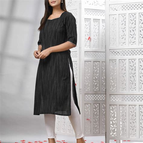 Black Cotton Bengal Handwoven Kurti – angoshobha