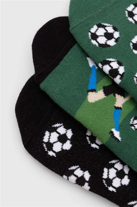 Skarpetki bawełniane męskie z motywem piłki nożnej (3-pack) kolor ...