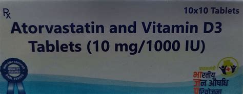 ATORVASTATIN 10 MG + CHOLECALCIFEROL 1000 IU , 10 TABLETS | API GENERIC ...