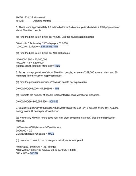 MATH 1332, 2B Homework - whats next - MATH 1332, 2B Homework NAME ...