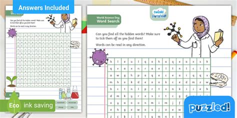 World Science Day Word Search | Twinkl Resources