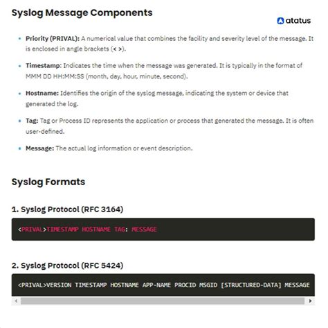 Image result for Syslog Message Format
