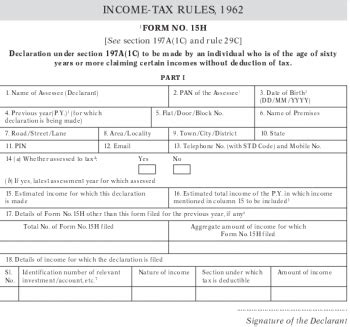 Form 15H (Save TDS on Interest Income) : How to Fill & Download