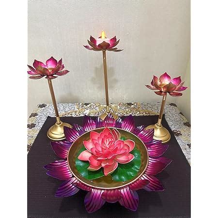 Buy Agaas Enterprises Beautiful Metal Lotus Shape Tealight Candle ...