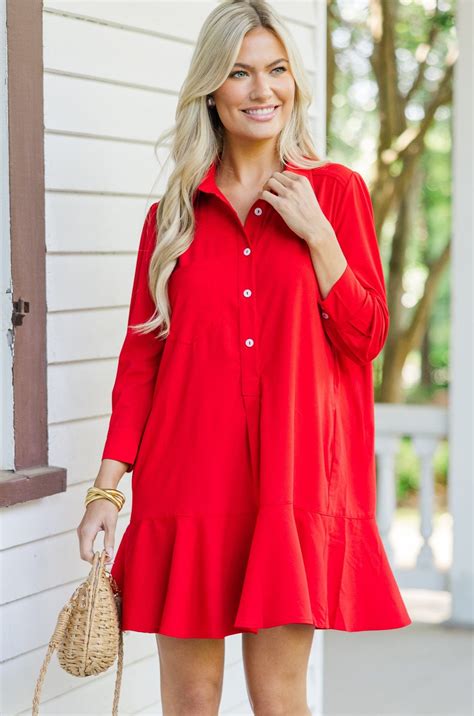 Share Your Story Red Shirt Dress – Shop the Mint