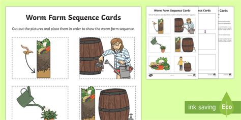 Worm Farm Sequence Cards Worksheet / Worksheet