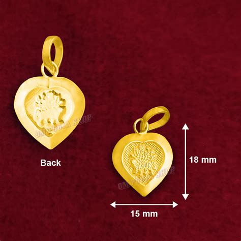 Goddess Durga Heart Shape Designer Pendant in Pure Silver & Pure Gold