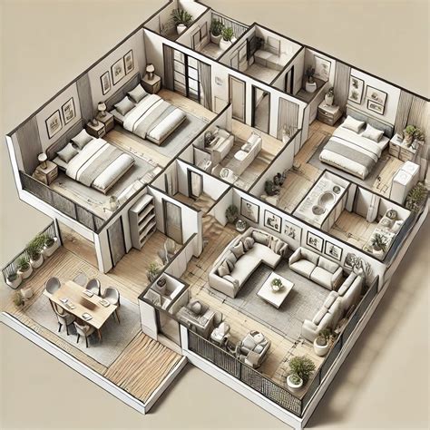 Contemporary 3-Bedroom Apartment Layout | House plans, Floor plans ...