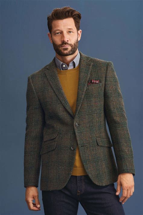 Mens Next Green Signature Harris Tweed Wool Tailored Fit Blazer - Green ...
