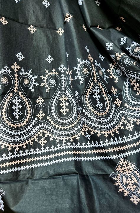 kutchwork silk dupatta gujrati dupatta kantha dupatta black dupatta ...