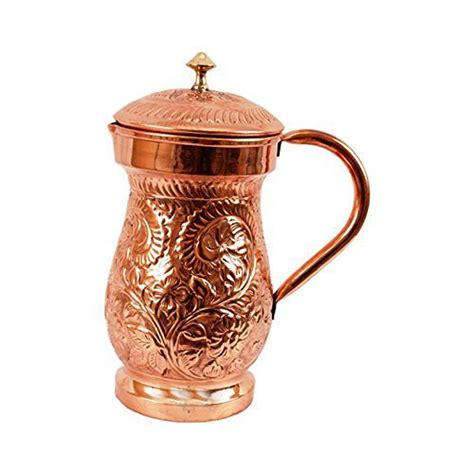 PARIJAT HANDICRAFT Handcrafted Pure Copper Water Pitcher with Lid ...