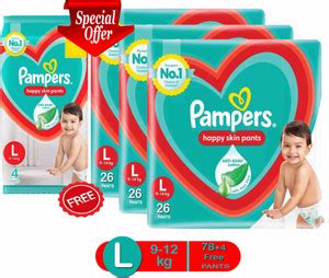 Pampers Happy Skin Diaper Pants Anti-Rush Lotion With 4 Pants Free - L ...